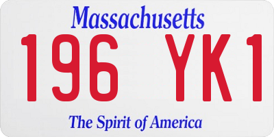 MA license plate 196YK1