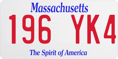 MA license plate 196YK4