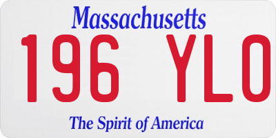 MA license plate 196YL0