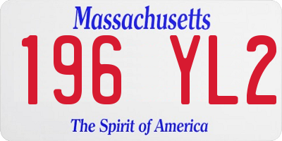 MA license plate 196YL2