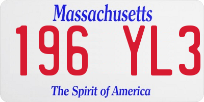 MA license plate 196YL3