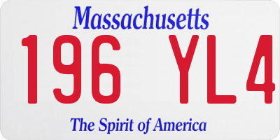 MA license plate 196YL4