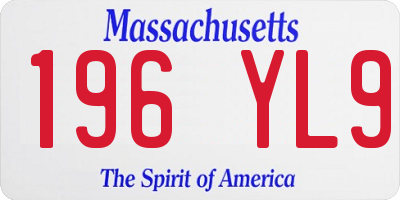 MA license plate 196YL9