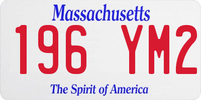 MA license plate 196YM2