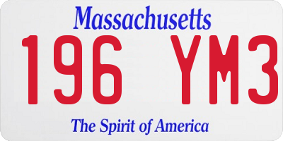 MA license plate 196YM3