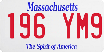 MA license plate 196YM9