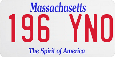 MA license plate 196YN0