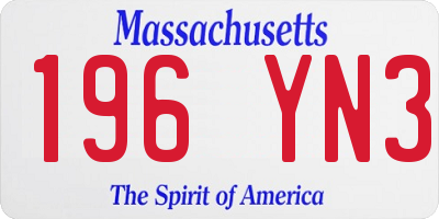 MA license plate 196YN3