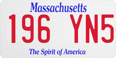 MA license plate 196YN5