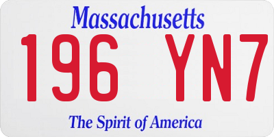 MA license plate 196YN7