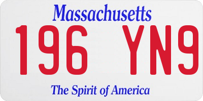 MA license plate 196YN9