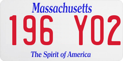 MA license plate 196YO2