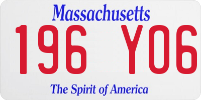 MA license plate 196YO6
