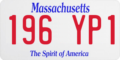 MA license plate 196YP1