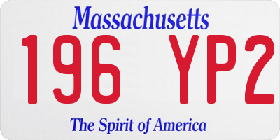 MA license plate 196YP2