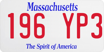 MA license plate 196YP3