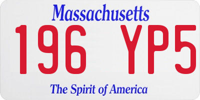 MA license plate 196YP5