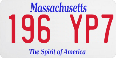 MA license plate 196YP7