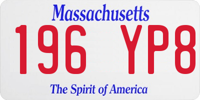 MA license plate 196YP8