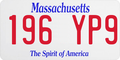 MA license plate 196YP9