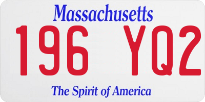 MA license plate 196YQ2