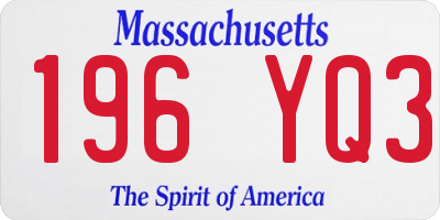 MA license plate 196YQ3