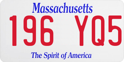 MA license plate 196YQ5