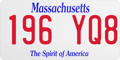 MA license plate 196YQ8