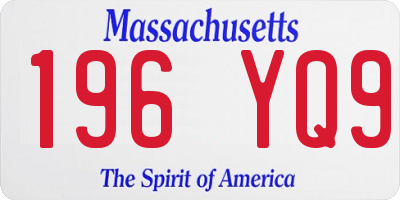 MA license plate 196YQ9