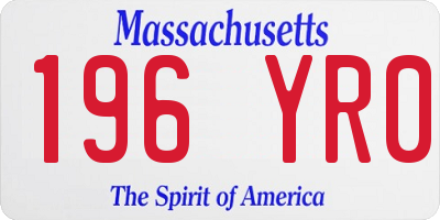 MA license plate 196YR0