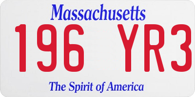 MA license plate 196YR3