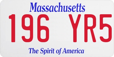MA license plate 196YR5