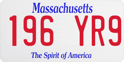 MA license plate 196YR9