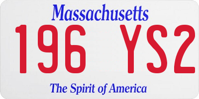 MA license plate 196YS2
