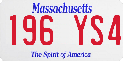 MA license plate 196YS4