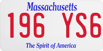 MA license plate 196YS6