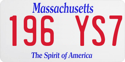 MA license plate 196YS7