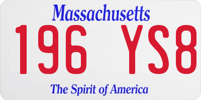 MA license plate 196YS8
