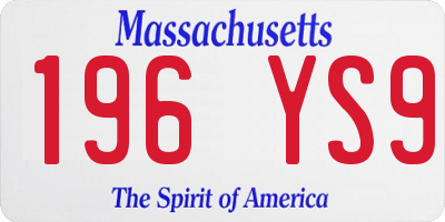 MA license plate 196YS9