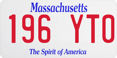 MA license plate 196YT0
