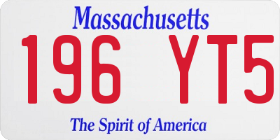 MA license plate 196YT5