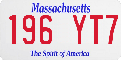 MA license plate 196YT7