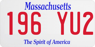 MA license plate 196YU2