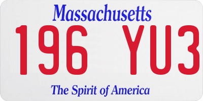 MA license plate 196YU3