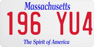 MA license plate 196YU4