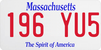 MA license plate 196YU5