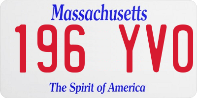 MA license plate 196YV0