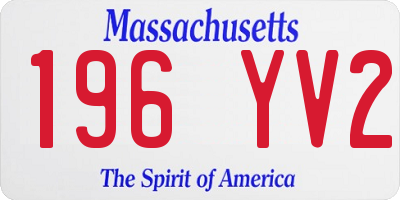 MA license plate 196YV2