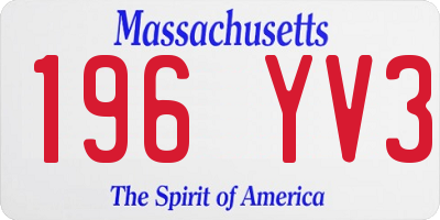 MA license plate 196YV3