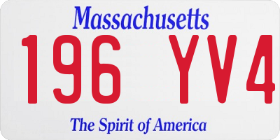MA license plate 196YV4